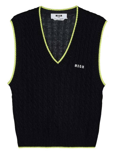 Embroidered Micro Logo Wool Vest Black - MSGM - BALAAN 2