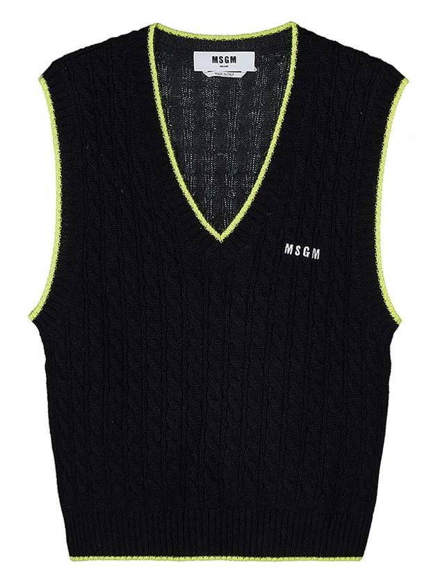 Embroidered Micro Logo Wool Vest Black - MSGM - BALAAN 10