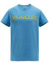 Embroidered Logo Cotton Short Sleeve T-Shirt Blue - MONCLER - BALAAN 3