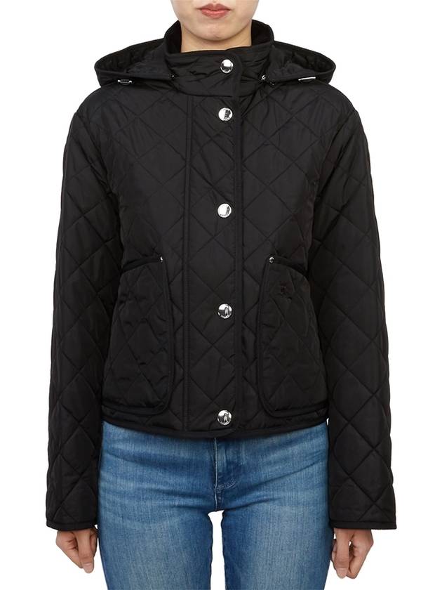 Diamond Quilted Crop Hoodie Jacket Black - BURBERRY - BALAAN 3