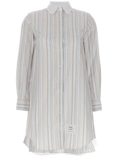 Pleated Back Striped Oxford Short Dress - THOM BROWNE - BALAAN 2