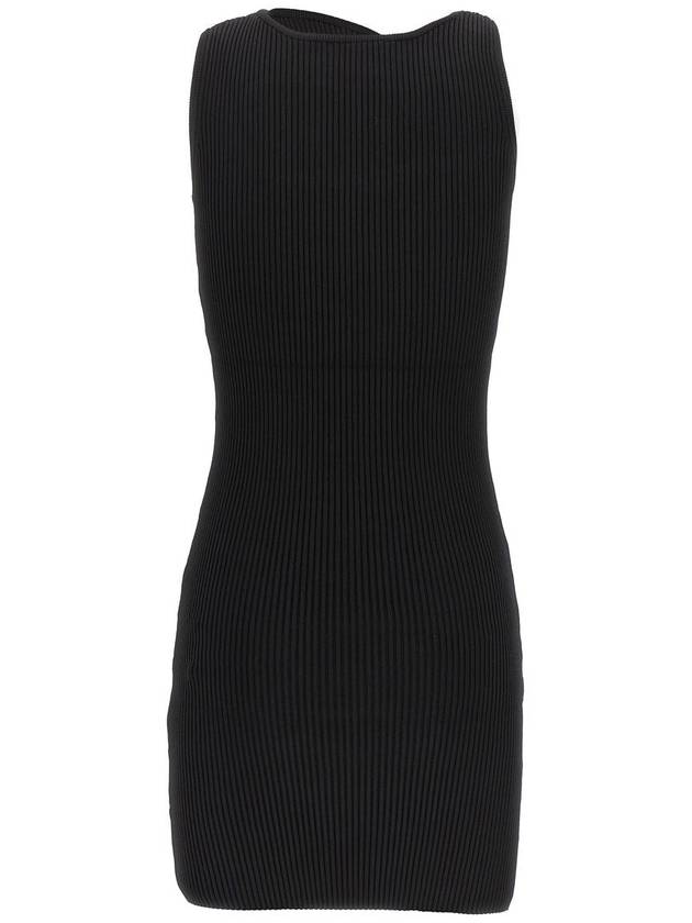 Mini Black Dress With Cut-Out And Logo Detail In Ribbed Viscose Woman - COPERNI - BALAAN 2