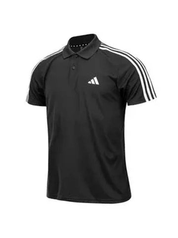 Train Essentials 3S Pique Polo Shirt Black - ADIDAS - BALAAN 1