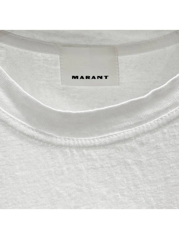 Karman Logo Linen Short Sleeve T-Shirt White - ISABEL MARANT - BALAAN 7