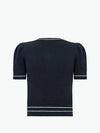 Logo Short Sleeve Knit Top Navy - DIOR - BALAAN 3