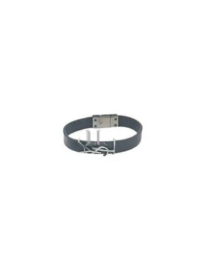 Monogram Opyum Leather Bracelet Black - SAINT LAURENT - BALAAN 2