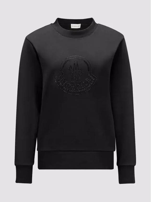 Crystal Logo Cotton Sweatshirt Black - MONCLER - BALAAN 7