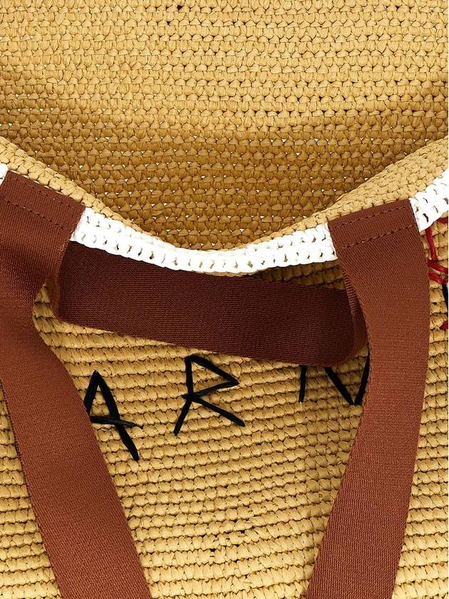 Medium Raffia Shopper Tote Bag Beige - MARNI - BALAAN 5