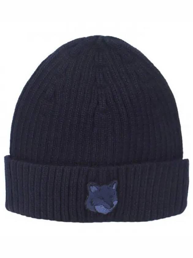 Wool Fox Head Beanie Navy Blue - MAISON KITSUNE - BALAAN 2