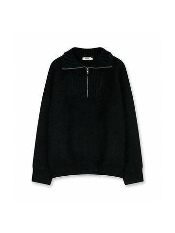 Unisex alpaca half zip-up knitblack - NUAKLE - BALAAN 1