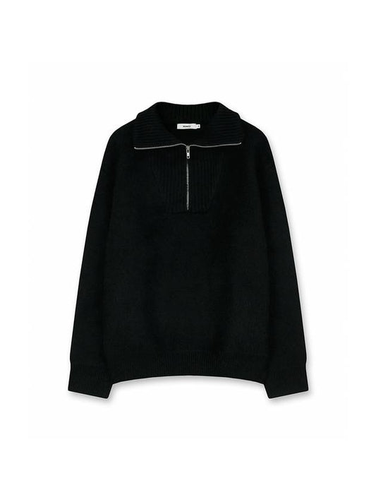 Unisex alpaca half zip-up knitblack - NUAKLE - BALAAN 1