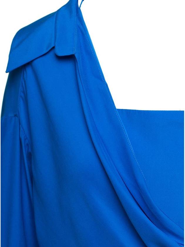 'Arica' Blue One-Shoulder Draped Mini Dress With Cut-Out Detail In Silk Woman - GAUGE81 - BALAAN 3