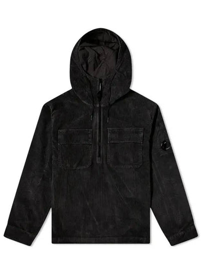 Lens Wappen Corduroy Shirt Hooded Anorak Black - CP COMPANY - BALAAN 2