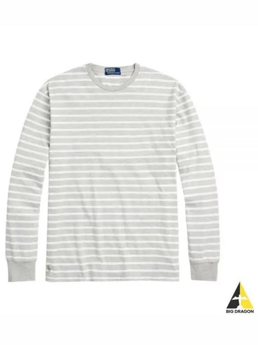 Striped Print Long Sleeve T-Shirt White Grey - POLO RALPH LAUREN - BALAAN 2