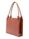 Logo Print Square Leather Tote Bag Rose Wood - JIL SANDER - BALAAN 4