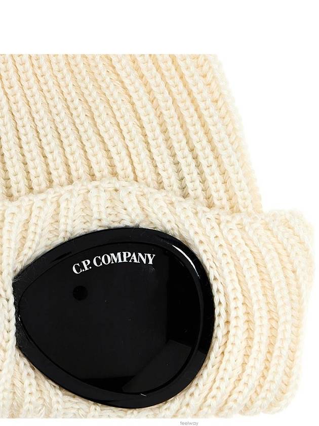 Signature Goggles Wool Beanie White - CP COMPANY - BALAAN 4