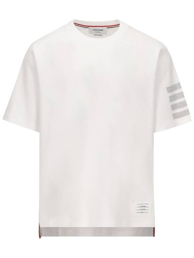 4-Bar Striped Cotton Short Sleeve T-Shirt White - THOM BROWNE - BALAAN 2