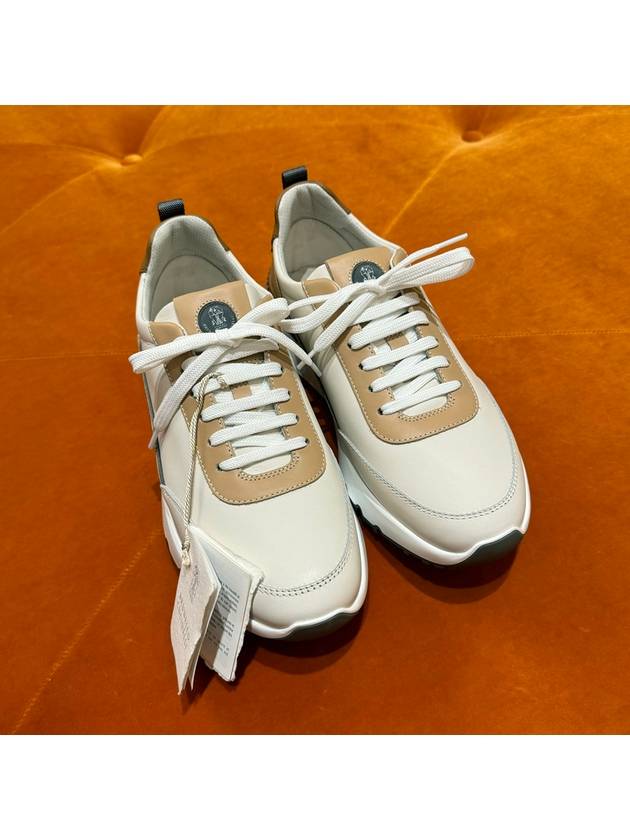 Leather Low Top Sneakers White Beige - BRUNELLO CUCINELLI - BALAAN 2