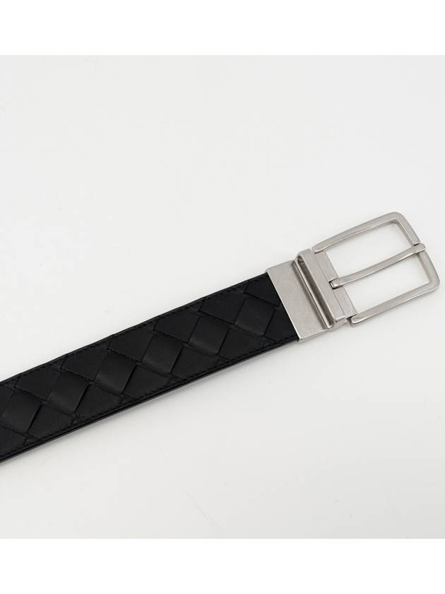 Intrecciato Reversible Leather Belt Black - BOTTEGA VENETA - BALAAN 7