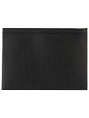 Pebble Grain Leather Large Zipper Laptop Holder Black - THOM BROWNE - BALAAN 4