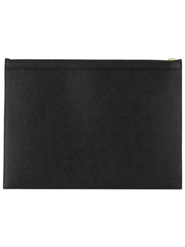 Pebble Grain Leather Large Zipper Laptop Holder Black - THOM BROWNE - BALAAN 4