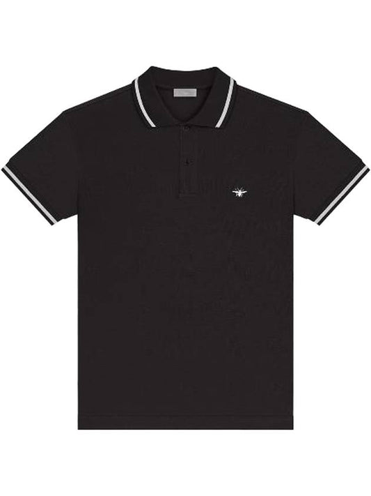 Embroidery Bee Polo Shirt Black - DIOR - BALAAN 1