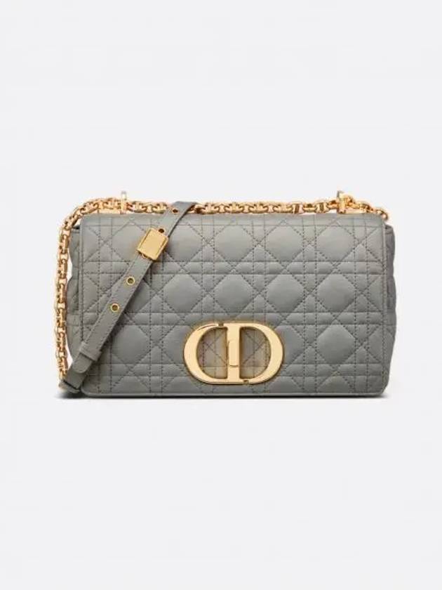 Women's Caro Supple Cannage Calfskin Medium Cross Bag Grey - DIOR - BALAAN 2