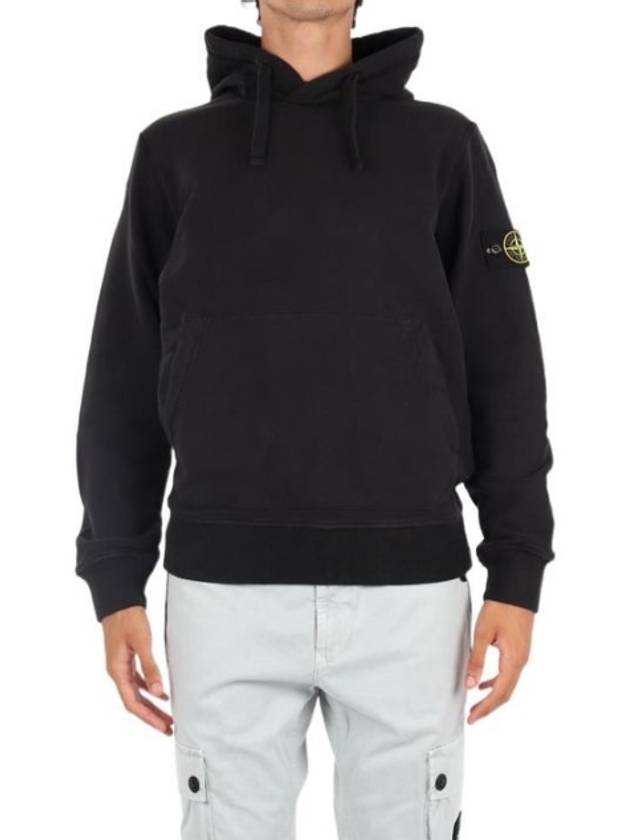 Wappen Patch Cotton Fleece Hoodie Black - STONE ISLAND - BALAAN 3