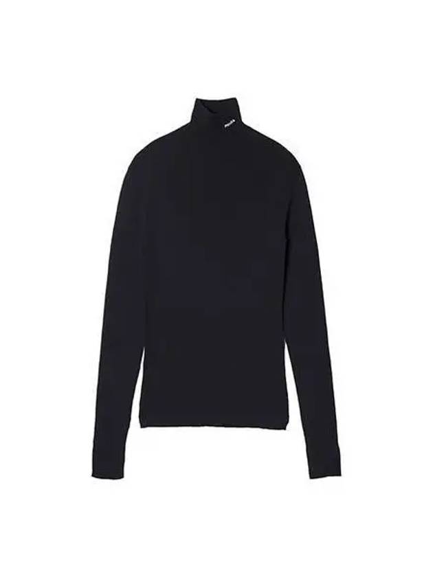 Knit turtleneck logo black white - PRADA - BALAAN 1