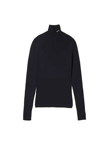 Knit turtleneck logo black white - PRADA - BALAAN 1