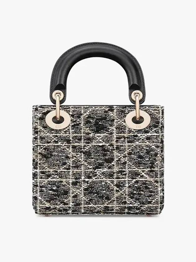 Lady Cannage Tweed Metallic Thread Small Tote Bag Black - DIOR - BALAAN 6