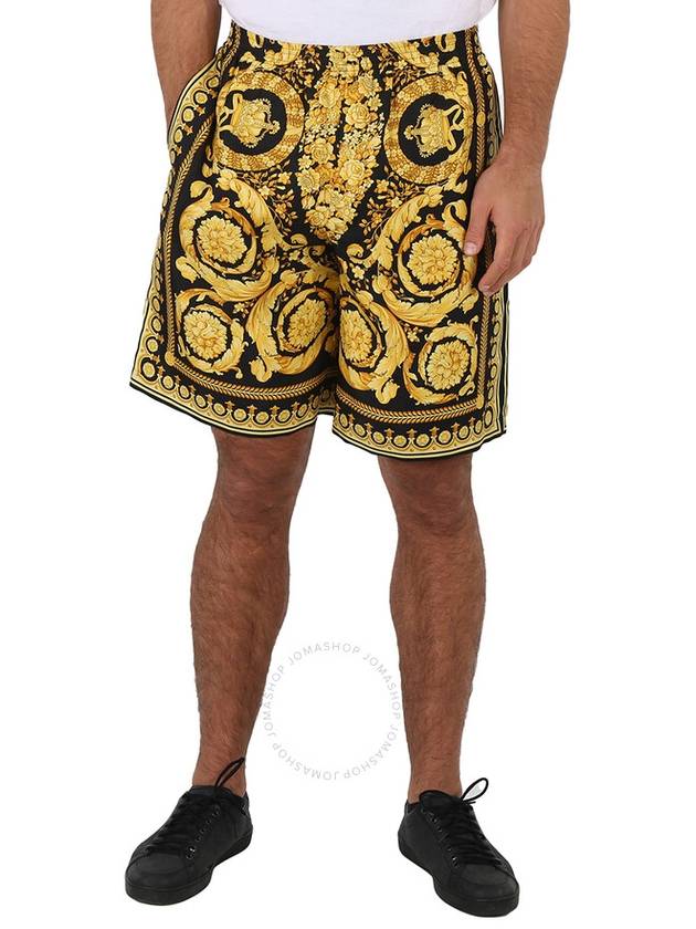 Baroque Print Silk Shorts Black Gold - VERSACE - BALAAN 2