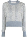 Jacquard Lettering Motif Cropped Knit Top Light Blue - GOLDEN GOOSE - BALAAN 2