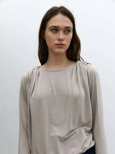 Women's Whisper Drape Jersey Long Sleeve T-Shirt Stone Beige - KILHOUETTE - BALAAN 1