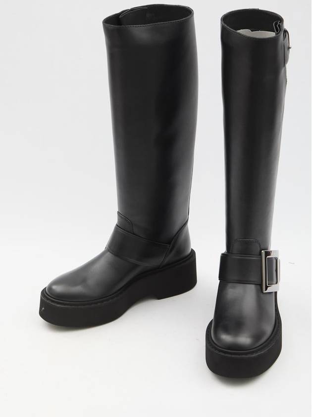 Viv Ranger Biker Leather Long Boots Black - ROGER VIVIER - BALAAN 6