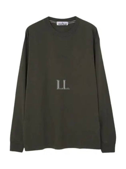 Tape Three Print Cotton Jersey Long Sleeve T-Shirt Green - STONE ISLAND - BALAAN 2