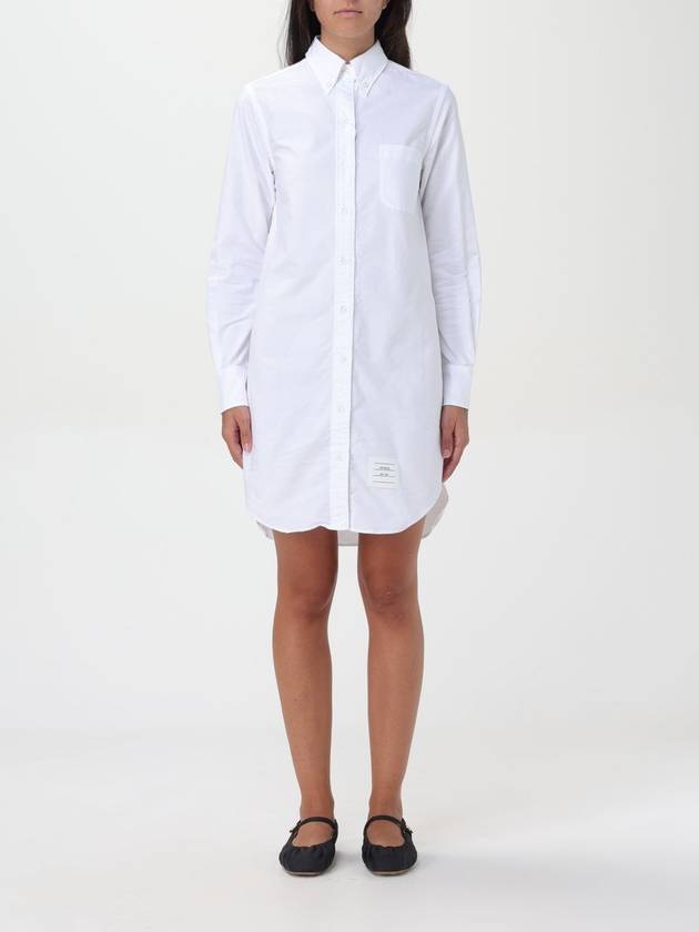 Women's Hidden Oxford Shirt Long Dress White - THOM BROWNE - BALAAN 2