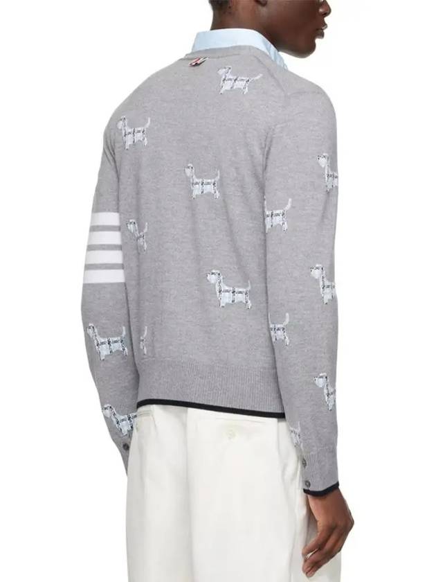 Hector Motif 4 Bar Cardigan Grey - THOM BROWNE - BALAAN 4