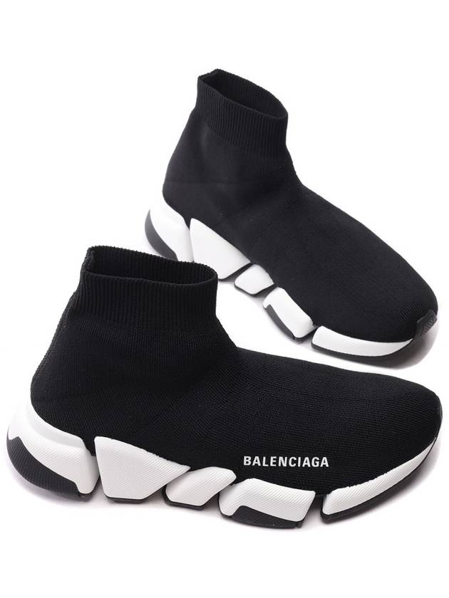 Women's Speed 2.0 Trainer Black Knit White Sole High Top Sneakers Black - BALENCIAGA - BALAAN 6