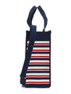 Logo Patch Striped Jacquard Tote Bag Navy - MARNI - BALAAN 3