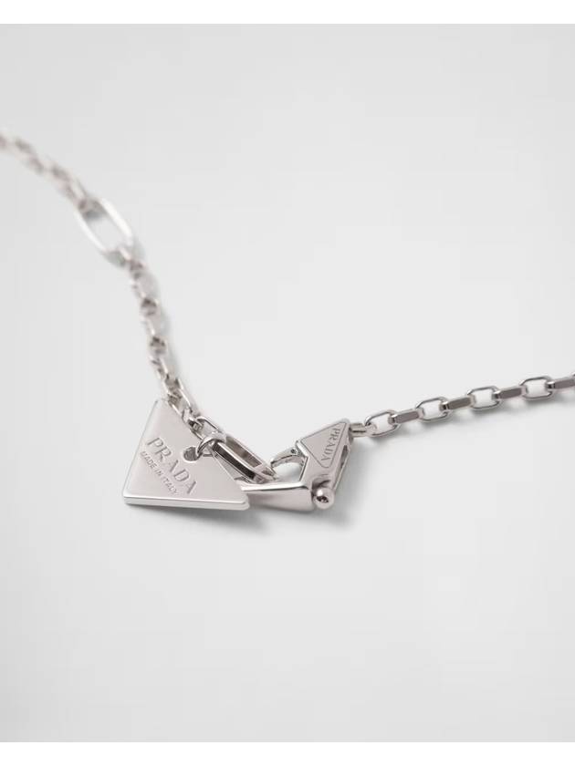 Eternal Gold Micro Triangle Pendant Necklace White and Diamonds White Gold 1JCA382FPFF020I - PRADA - BALAAN 5