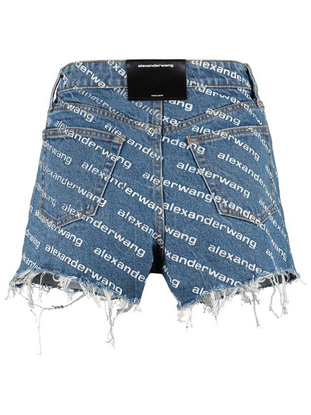 Byte Logo Monogram Denim Shorts Blue - ALEXANDER WANG - BALAAN 3