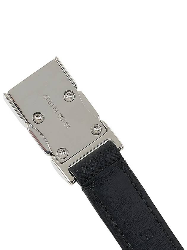 Triangle Logo Buckle Saffiano Leather Bracelet Black - PRADA - BALAAN 10