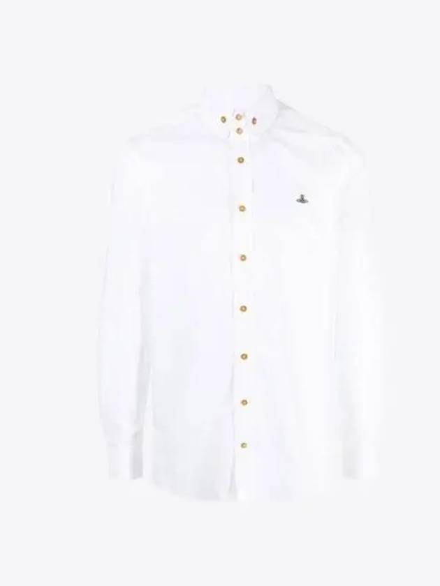 Men's Embroidered ORB Logo Long Sleeve Shirt White - VIVIENNE WESTWOOD - BALAAN 2