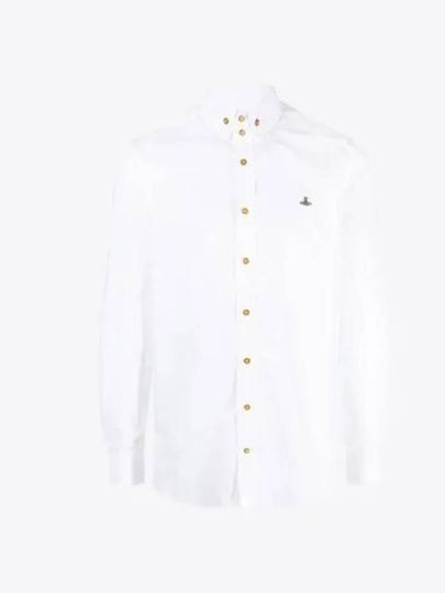 Men's Embroidered ORB Logo Long Sleeve Shirt White - VIVIENNE WESTWOOD - BALAAN 2