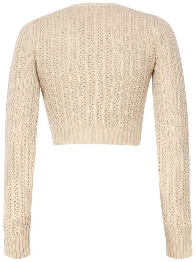 Iprem Cropped Wool Cashmere Knit Top Beige - MAX MARA - BALAAN 3