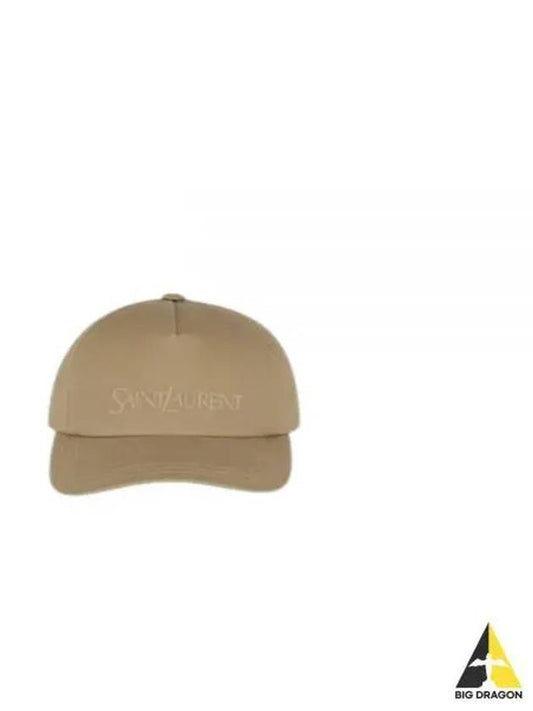 Embroidered Logo Gabardine Weave Cotton Ball Cap Beige - SAINT LAURENT - BALAAN 2