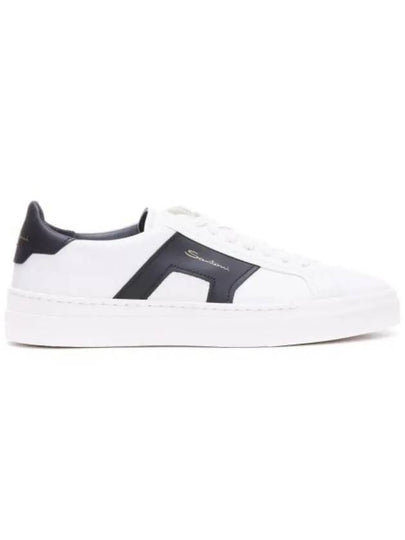 Double Buckle Leather Low-Top Sneakers White - SANTONI - BALAAN 2