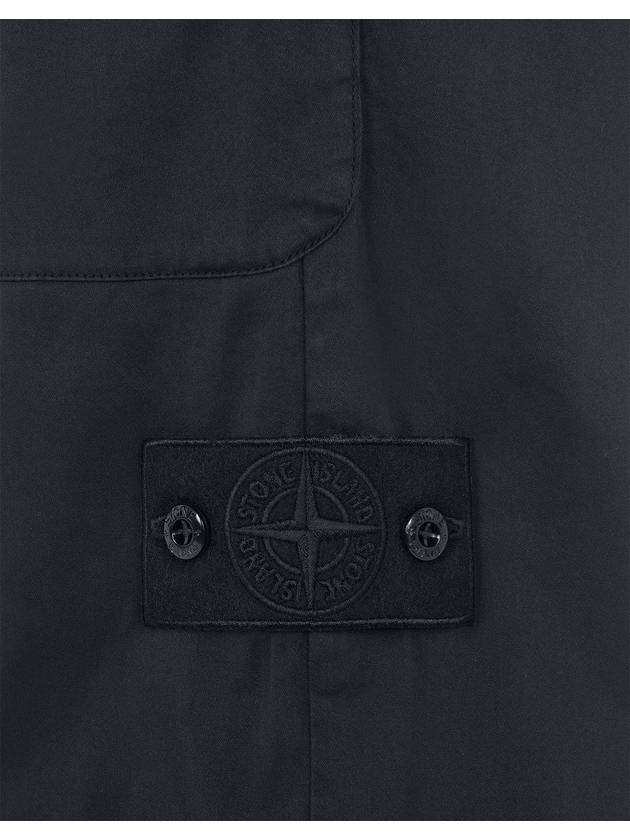 Men's Straight Leg Logo Stretch Cotton Bermuda Shorts Black - STONE ISLAND - BALAAN 5