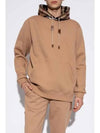 Check Cotton Blend Hoodie Camel Beige - BURBERRY - BALAAN 4